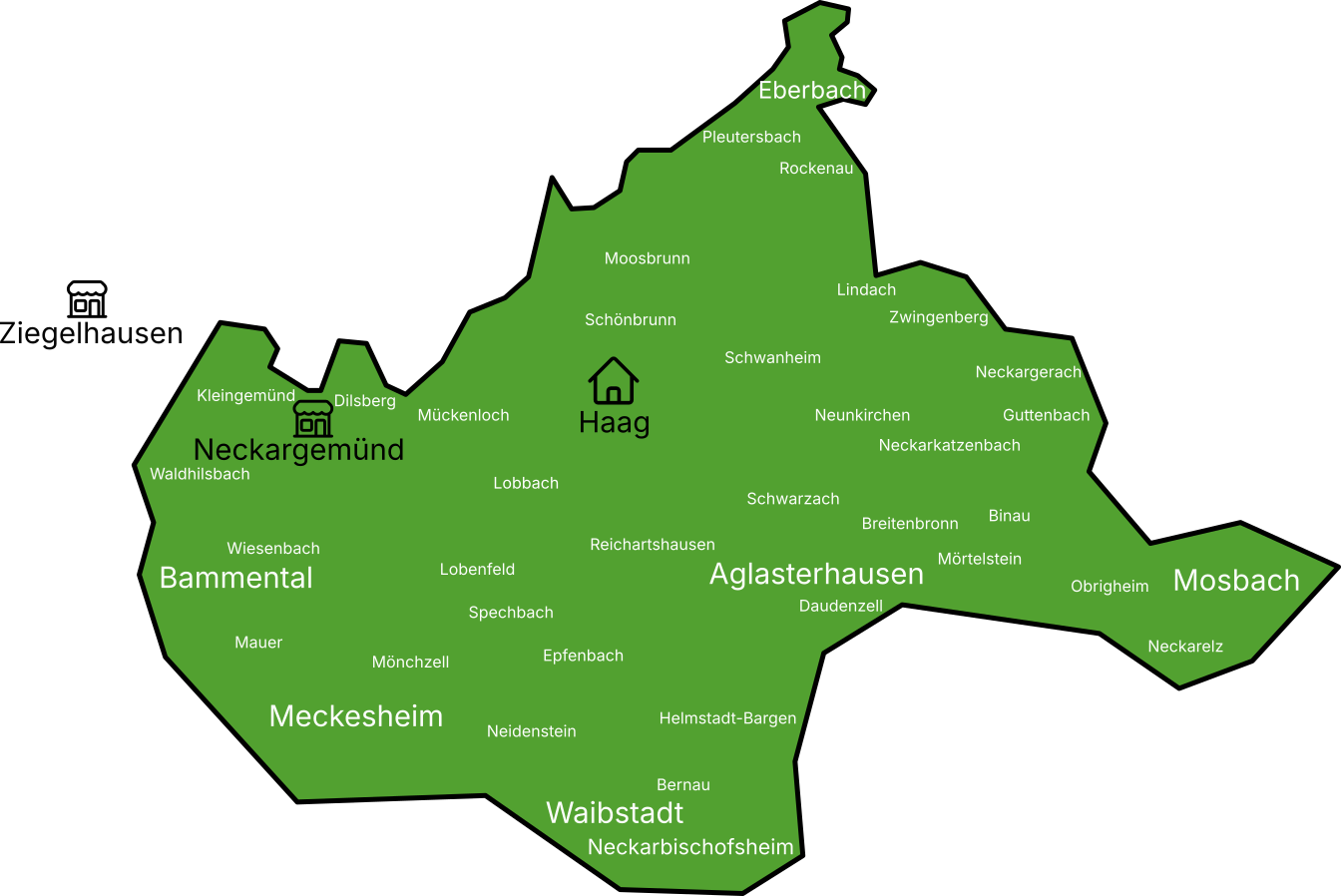 Karte des Liefergebietes